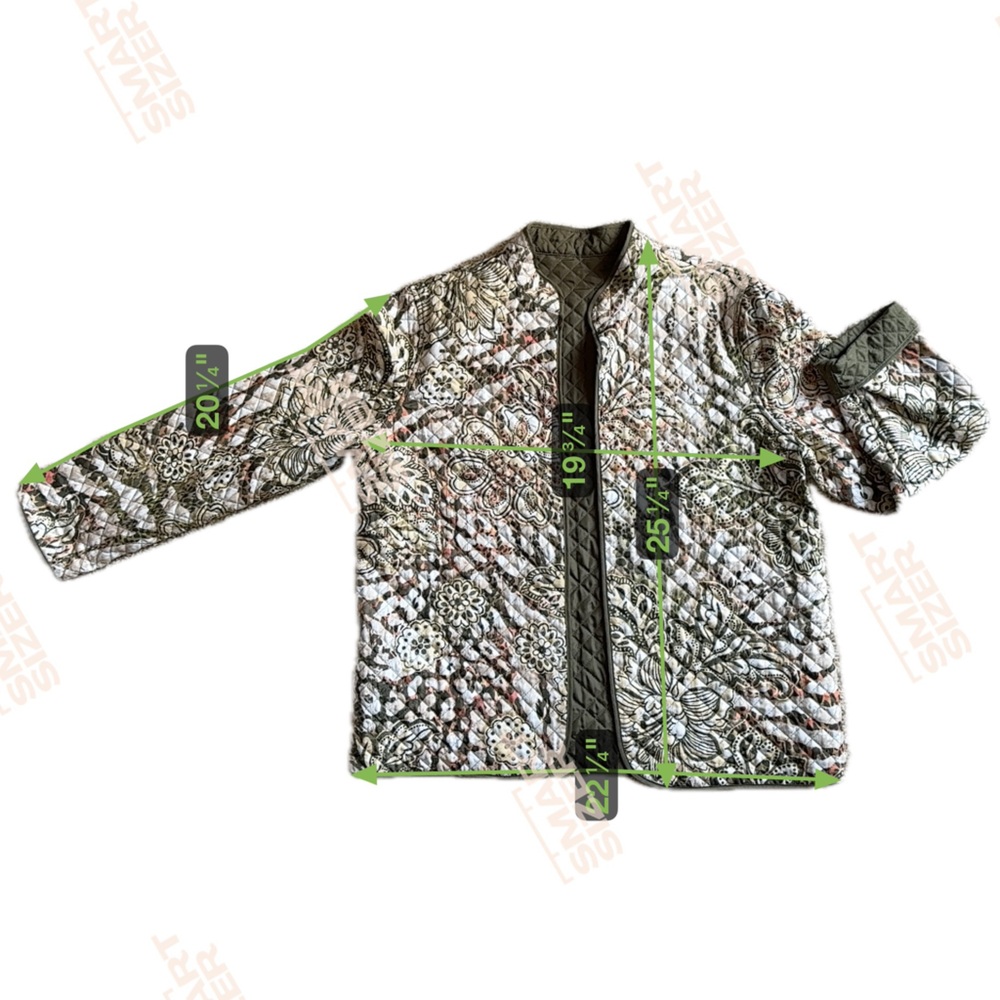 Quilted Reversible  Jacket Brown Olive Green Metallic Boho Approx Size Large‎